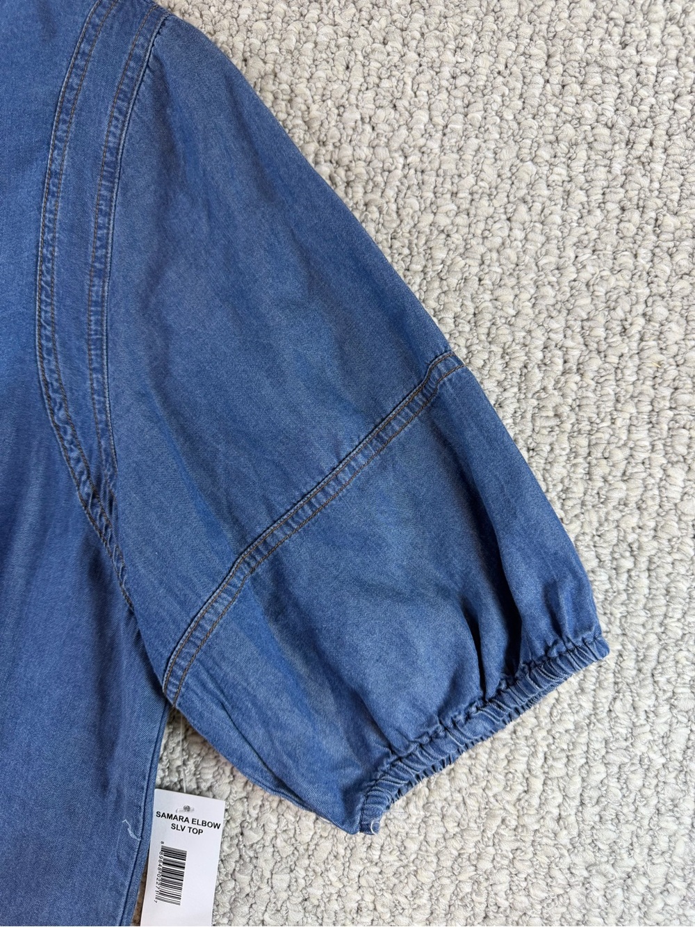 Lightweight Indigo Chambray coastal Short Sleeve top by Laurel Grey women Sz L - Picture 3 of 10